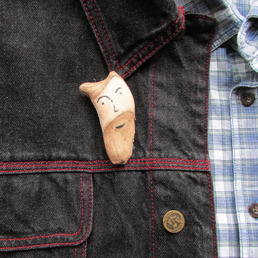 Man with Beard, Beard Brooch, Zip Pull, or Magnet, 