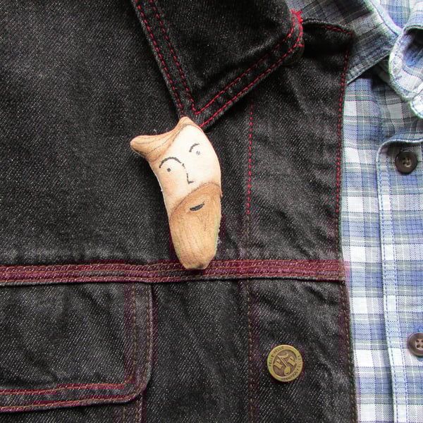 Man with Beard, Beard Brooch, Zip Pull, or Magnet, 