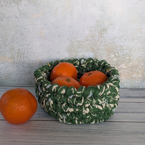 Fruit bowl, crocheted bowl, two sizes, crochet basket, home decor, recycled