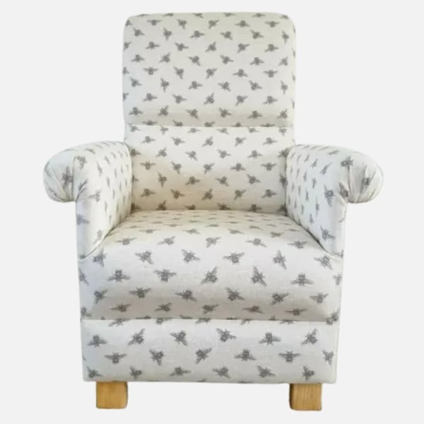Kids Bees Armchair Children's Chair Fryetts Fabric Cream Bedroom Nursery Insects