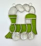 Stained Glass Train Suncatcher - Handmade Window Decoration - Lime Green - Image 1