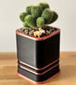 Black Planter with Metallic Accent - Small Indoor Plant Pot