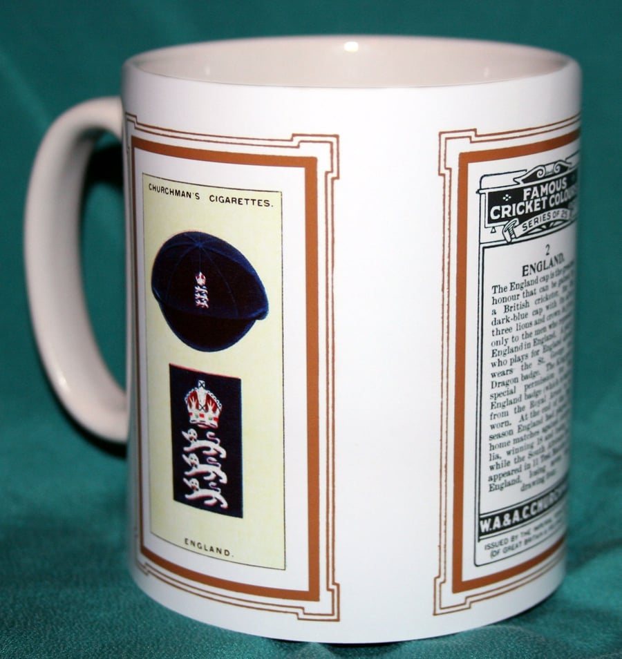 Cricket mug 1928 England cricket colours vintage design mug