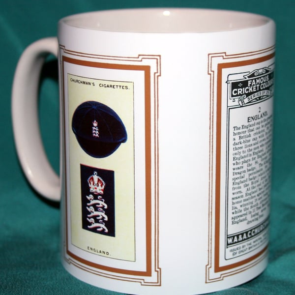 Cricket mug 1928 England cricket colours vintage design mug