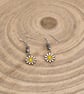 Sterling silver flower charm earrings, cute gift for best friend (EAR-0020)