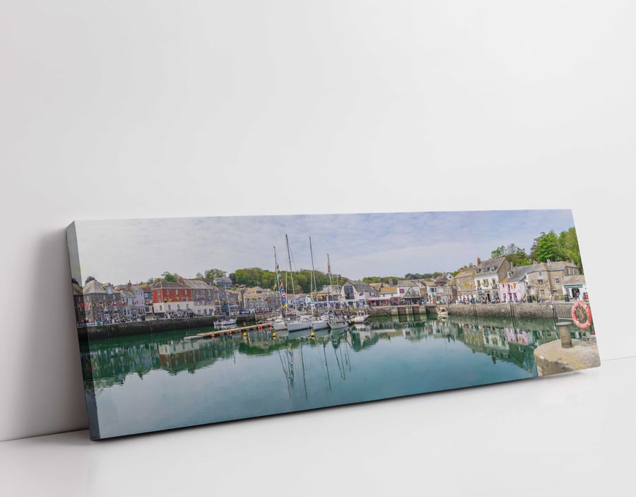 padstow cornwall canvas picture print A cornish seaside town 24"x8" (18mm depth)