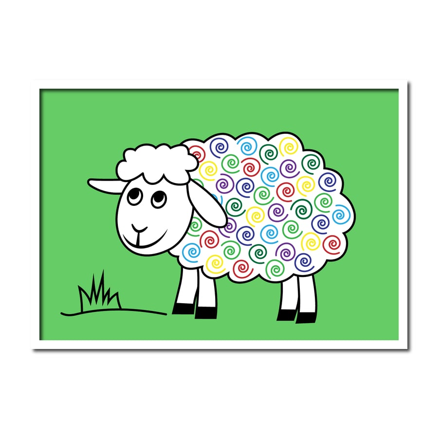 SHEEP & CURLS ART PRINT, NURSERY, CHILDREN'S ROOM, PLAYROOM