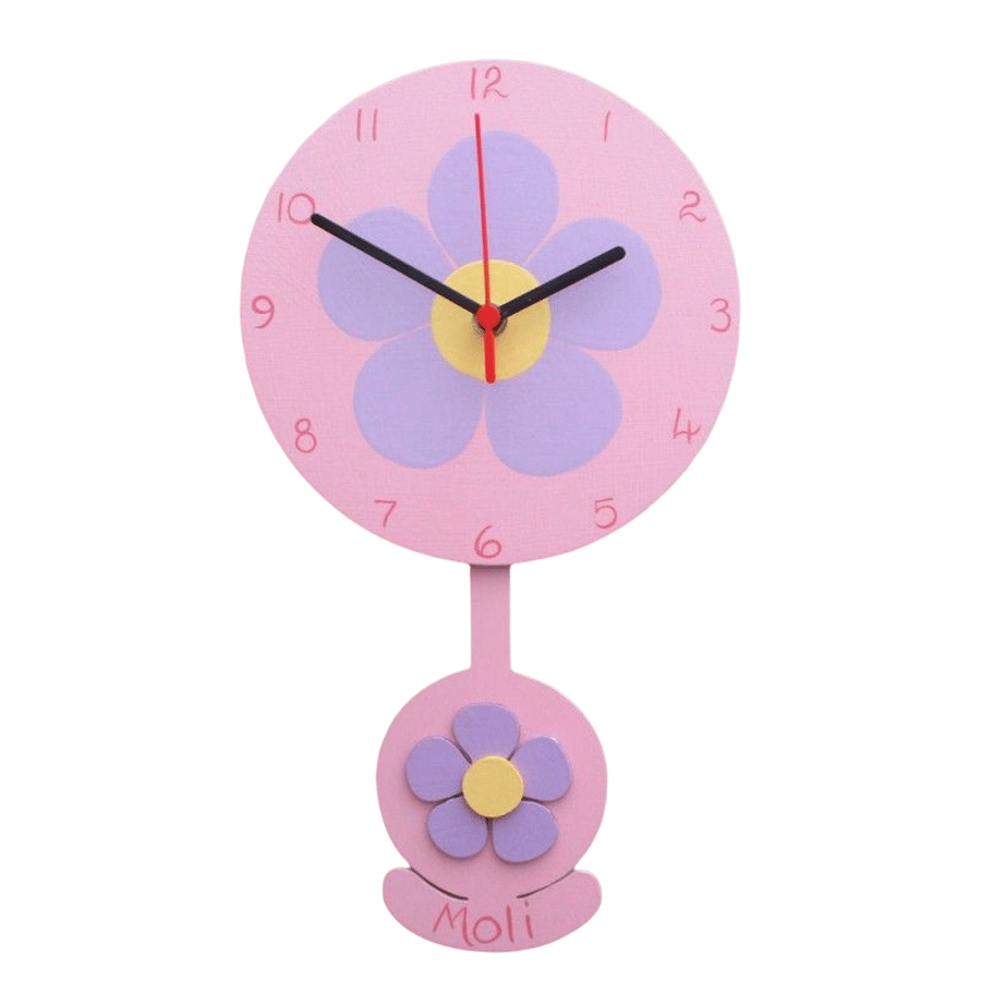 Personalised Pastel Coloured Child's Pendulum Clock