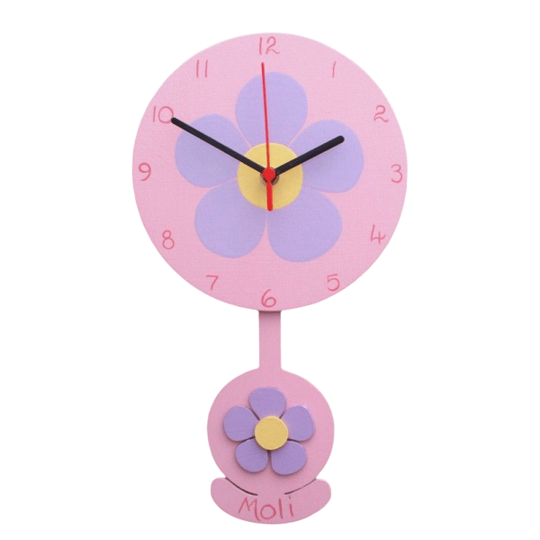 Personalised Pastel Coloured Child's Pendulum Clock