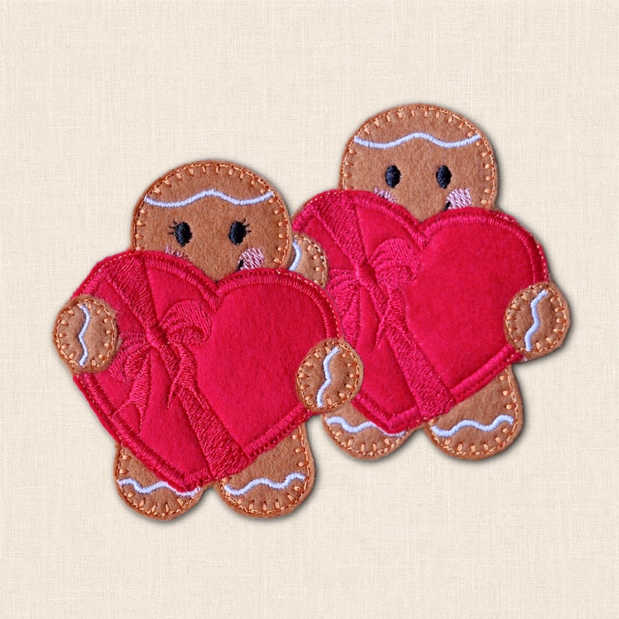 Box of Chocolates Gingerbread Decoration - Embroidered Heart Character