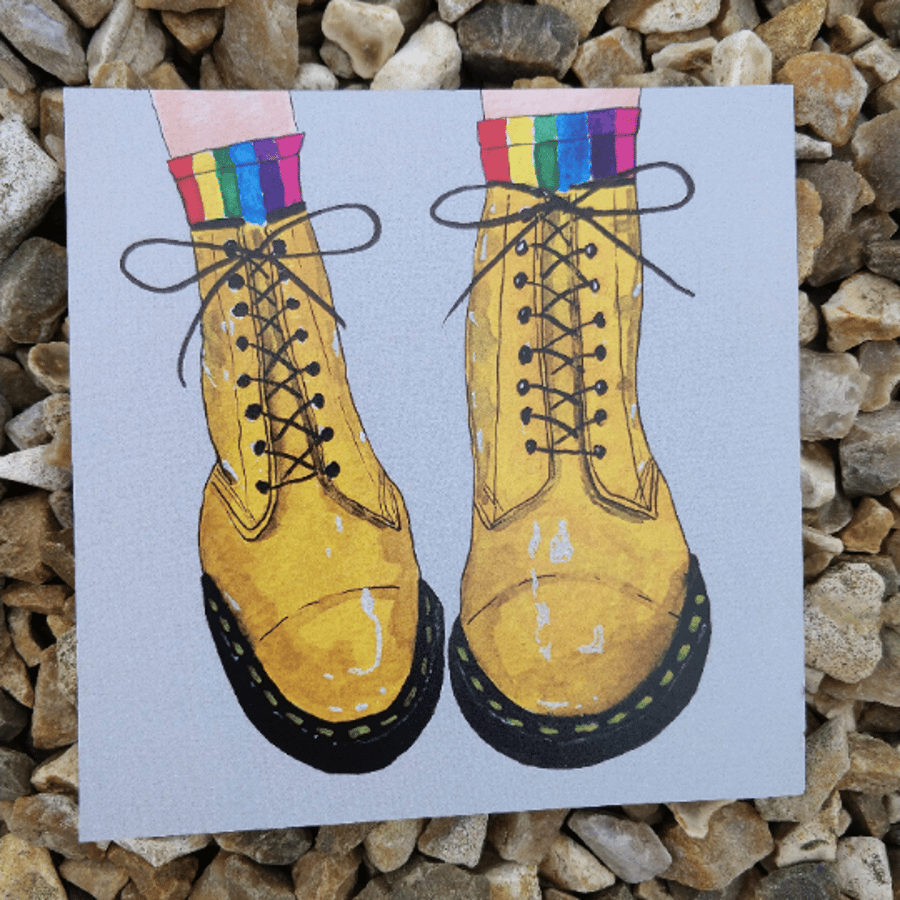 Yellow Doc Martens Boots Illustrated Print 