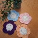 Set of 4 crochet flower drinks coasters
