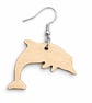 Scroll Sawn Maple Wood Dolphin Earrings – Lightweight Wooden Drop Jewellery