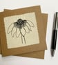 Echinacea flower recycled embroidered art card.
