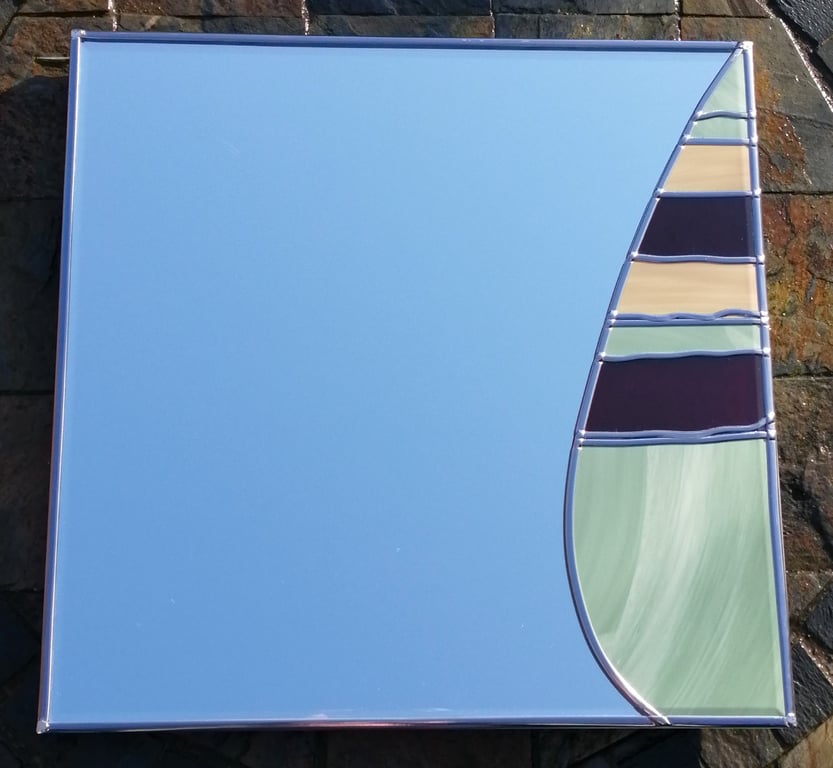 Sail is a Large Art Nouveau Stained Glass Effect Led Design Wall Mirror 
