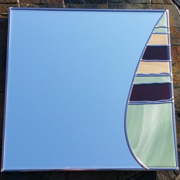 Sail is a Large Art Nouveau Stained Glass Effect Led Design Wall Mirror 