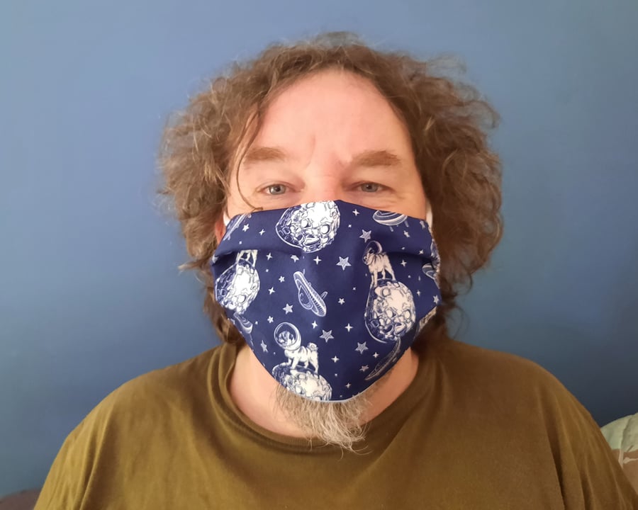 XL Face mask, Space Themed Face mask for beards - Free P