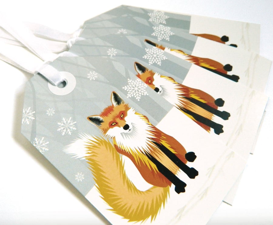 Winter Fox Christmas Gift Tags - pack of Four tags