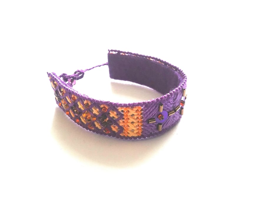 embroidered and beaded friendship bracelet