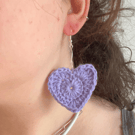 Handmade crochet heart earrings - Free postage