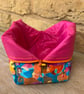 Bright Abstract Print Fabric Quilted Box Shape Makeup Bag - Image 4