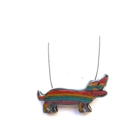 Rainbow Sausage Dog Dachshund Resin Pride Necklace by EllyMental Jewellery