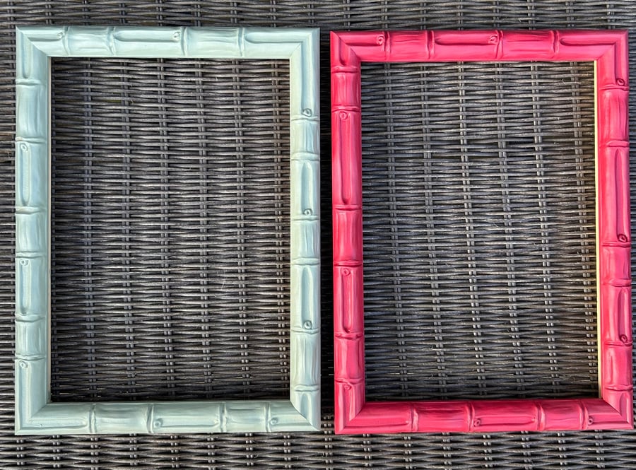 Handmade large barewood, walnut, peacock blue or limed white wood bamboo picture