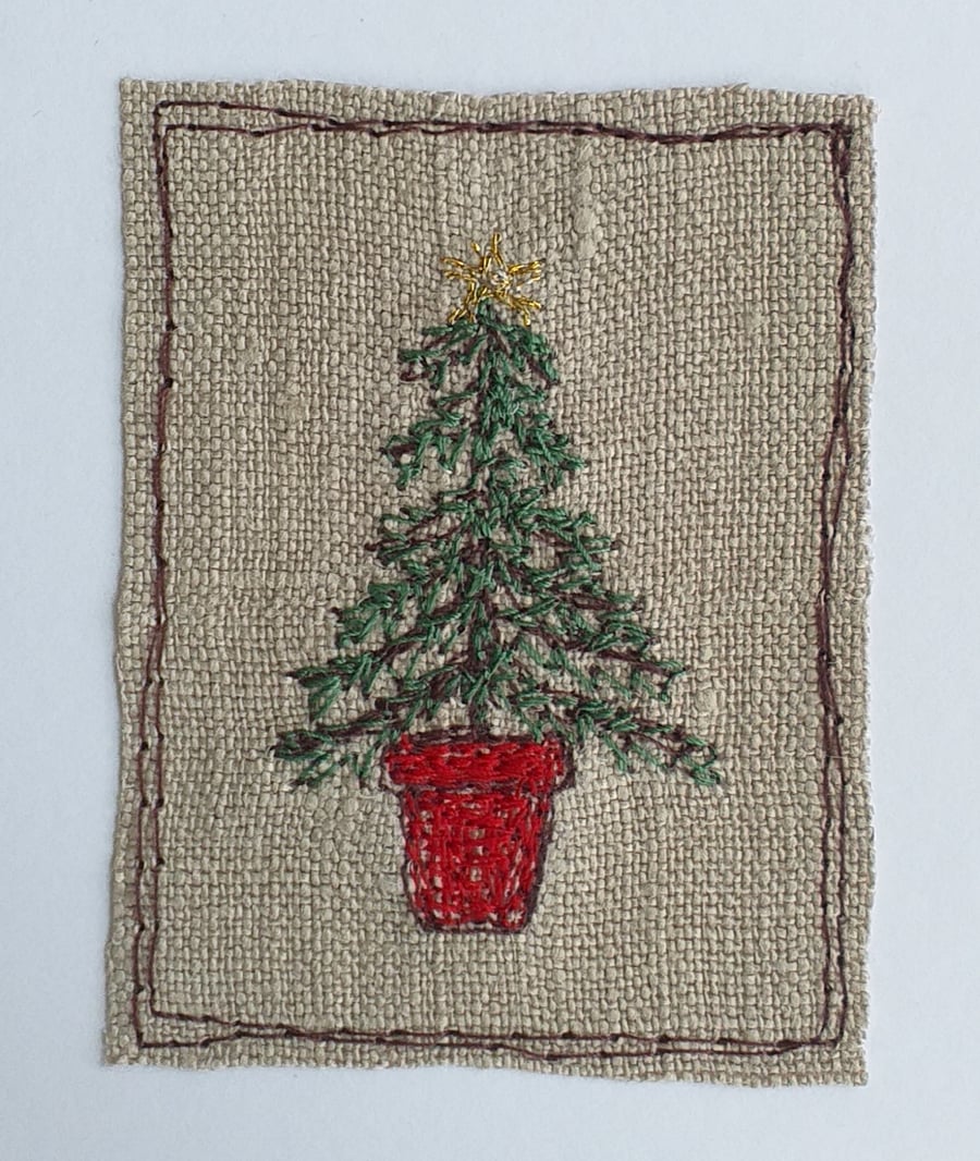 Embroidered Christmas Tree Card