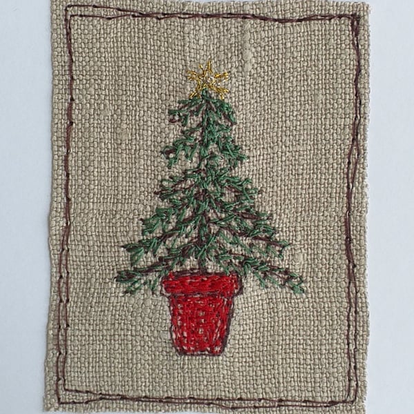 Embroidered Christmas Tree Card