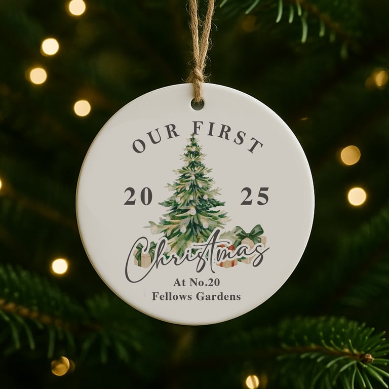 Personalised First Christmas New Home Bauble – Custom Moving Gift Tree Ornament