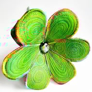 Flower Green Textile Art Flower