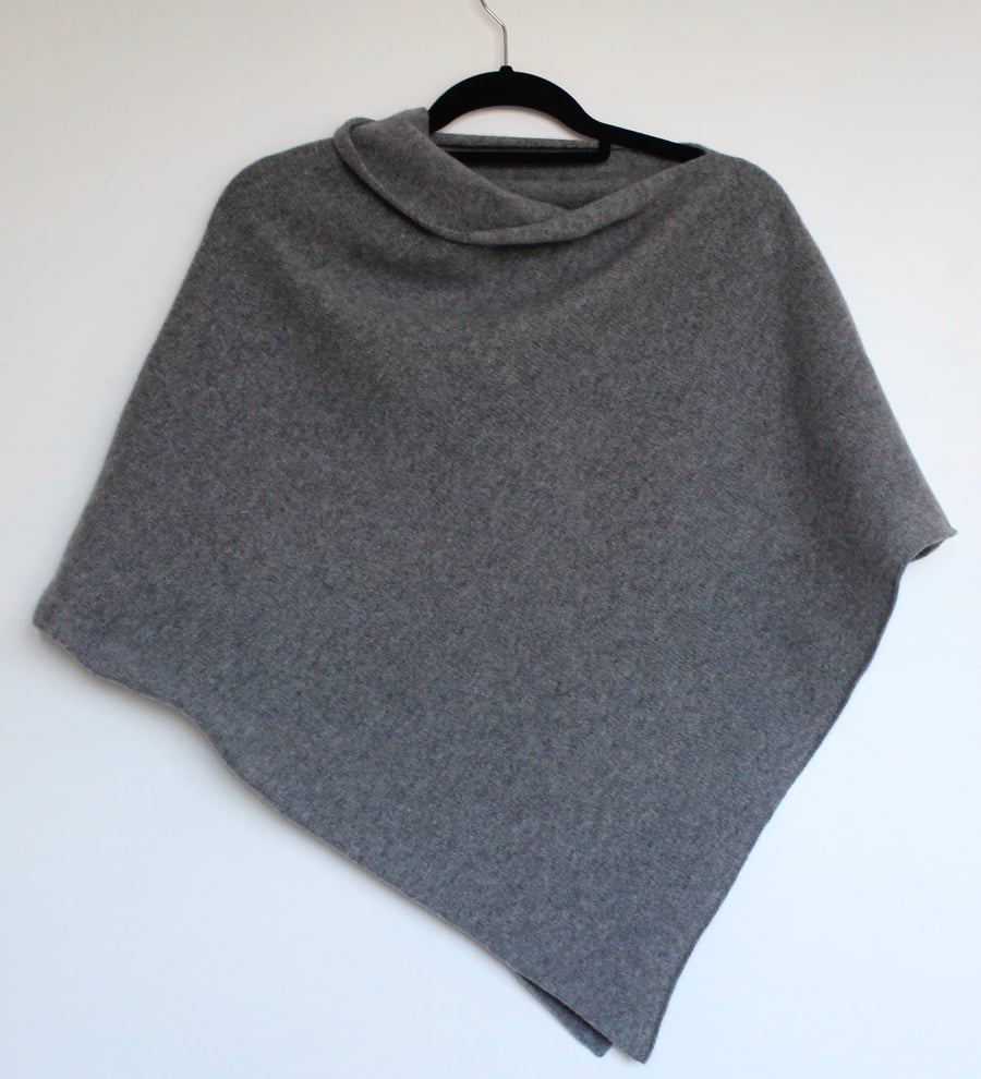 Soft Merino Lambswool Uniform Grey Wrap Poncho