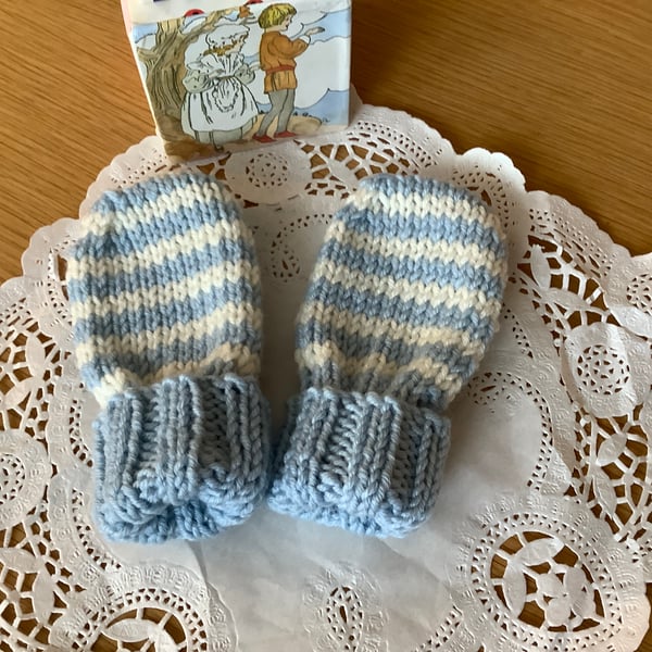 Hand Knitted Baby Mittens 0-6 Months