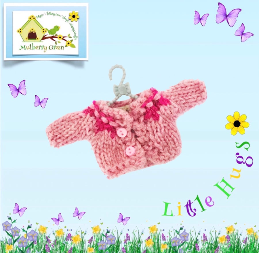 Pink Yoked Cardigan to fit the Little Hugs dolls and Baby Daisy