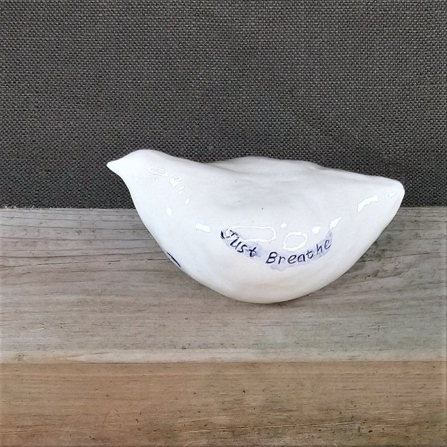 Just Breathe semicolon- Bird sculpture for stress relief and good vibes