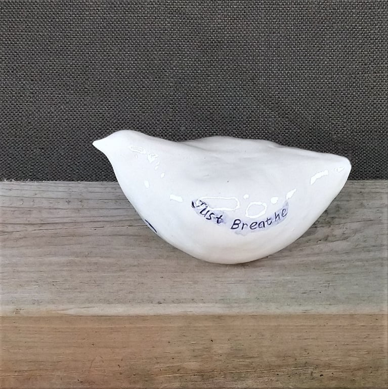 Just Breathe semicolon- Bird sculpture for stress relief and good vibes