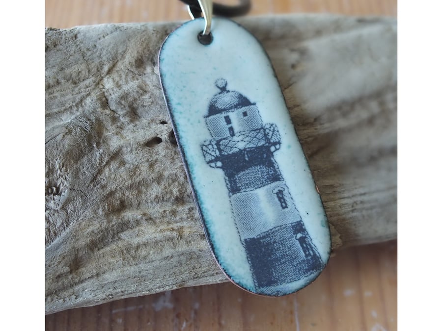 Enamelled lighthouse pendant