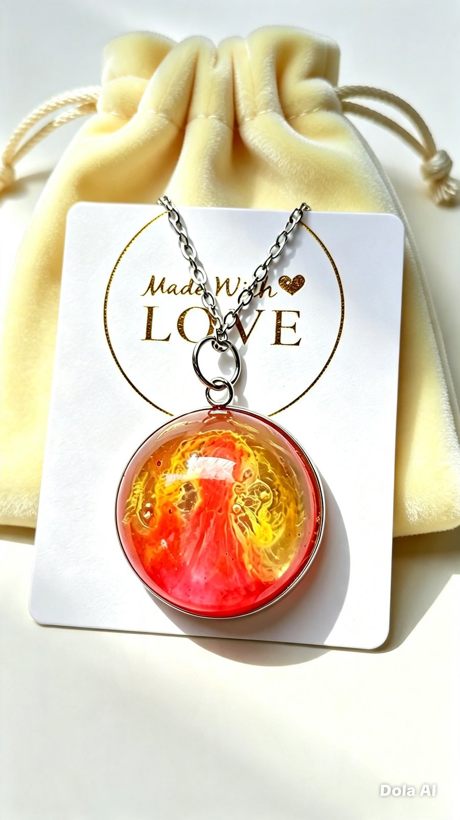 Handmade Sunset Pendant Stainless Steel chain and bezel