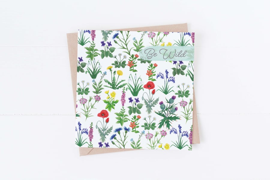British wildflowers birthday card 