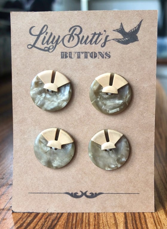 4 Vintage Art Deco Buttons 31mm