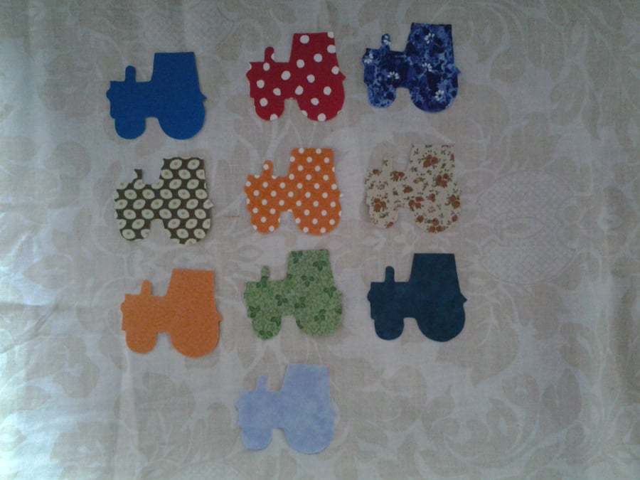 Homemade set of 10 Tractor cotton embellishments