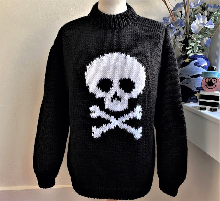 Skull Crossbones Hand Knitted Sweater