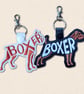 Boxer Keyring - Embroidered Dog Word Art Bag Charm - Image 1