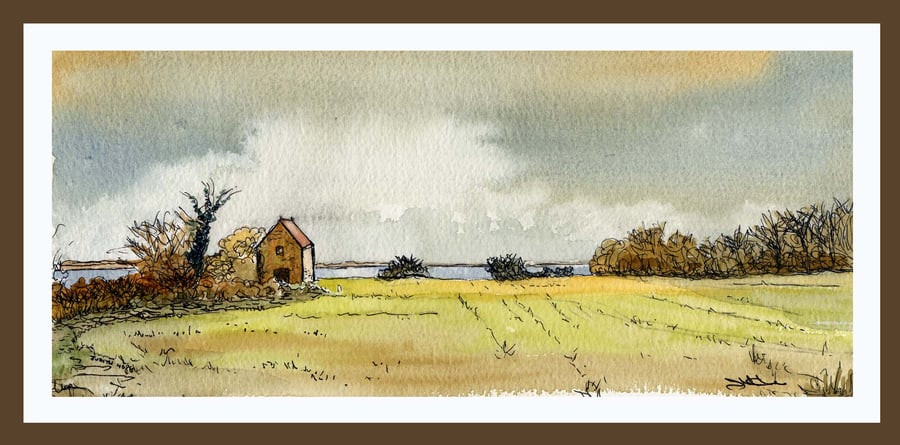 St Peter's Chapel at Bradwell-on-Sea Original Water Colour