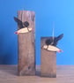 Mini Hand Painted Wooden Puffin Bird Drop Earrings
