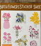 Flower Sticker Sheet, Monthly Birth Flowers, Soft Muted Stickers, Journalling - Image 3