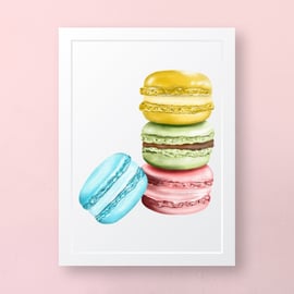 Macarons Stack Illustrated Food Art Print 