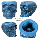 Resin Skull Bowl  -Metalic Blue Tones