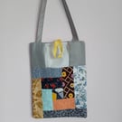 Patchwork peg bag. Multicoloured large peg bag with shoulder strap. 