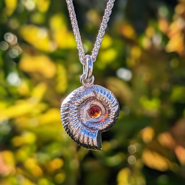 Ammonite Fossil Silver Pendant (customisable)